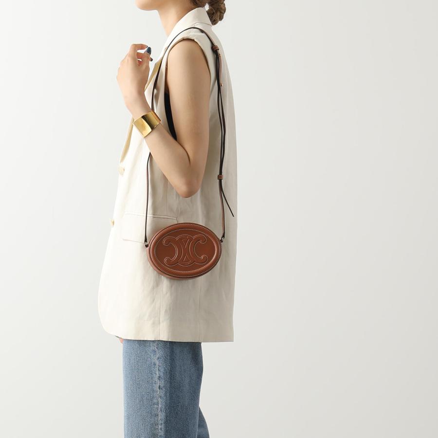 CELINE セリーヌ ショルダーバッグ OVAL PURSE オーバルパース 10I703DPQ.04LU レディース レザー トリオンフ キュイル クロスボディ ポシェット 鞄 Tan｜s-musee