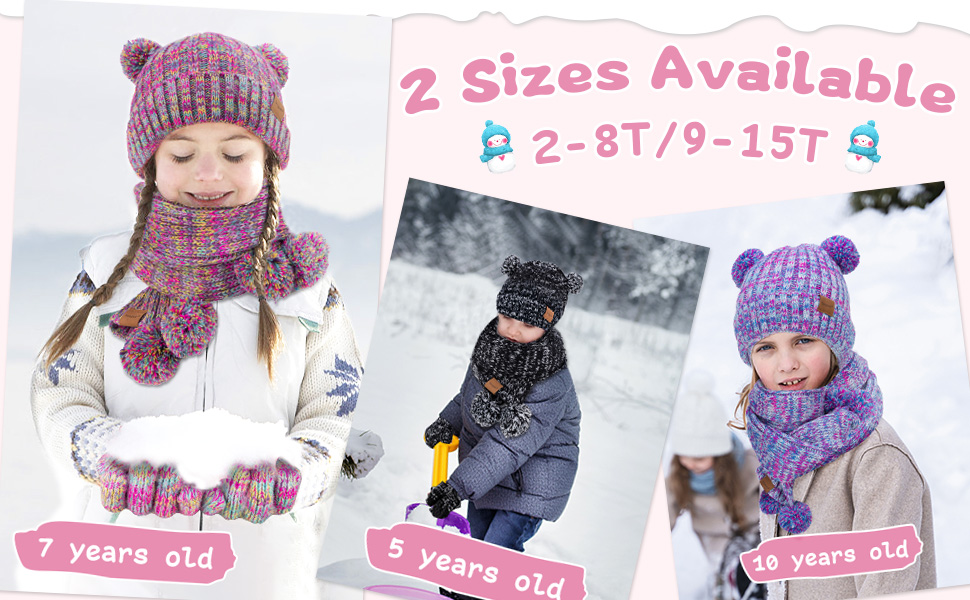 Kids Winter Hat Gloves Scarf Set