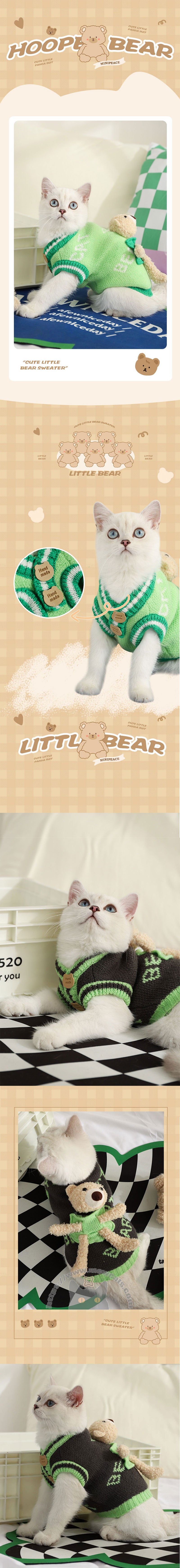 Cat Clothes 2 Style Warm Bear Rabbit Sweater