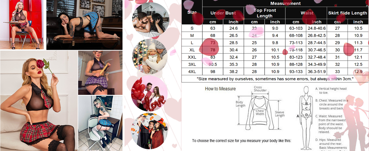 Sexy Lingerie  School Girl Lingerie Role Playing Outfit with Tie Top and Mini Pleated Skirt
