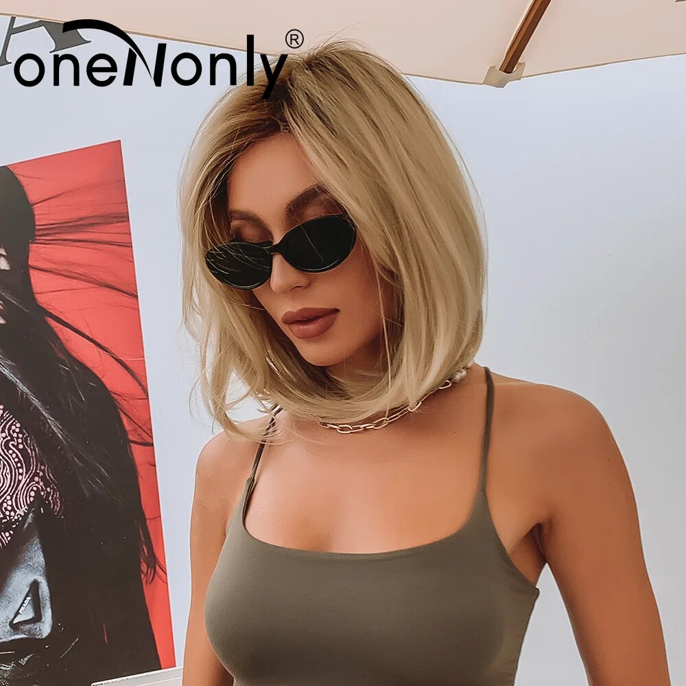 oneNonly Short Wig Bob Natural Blonde Wig Woman Wigs for Women Daily Heat Resistant Hair