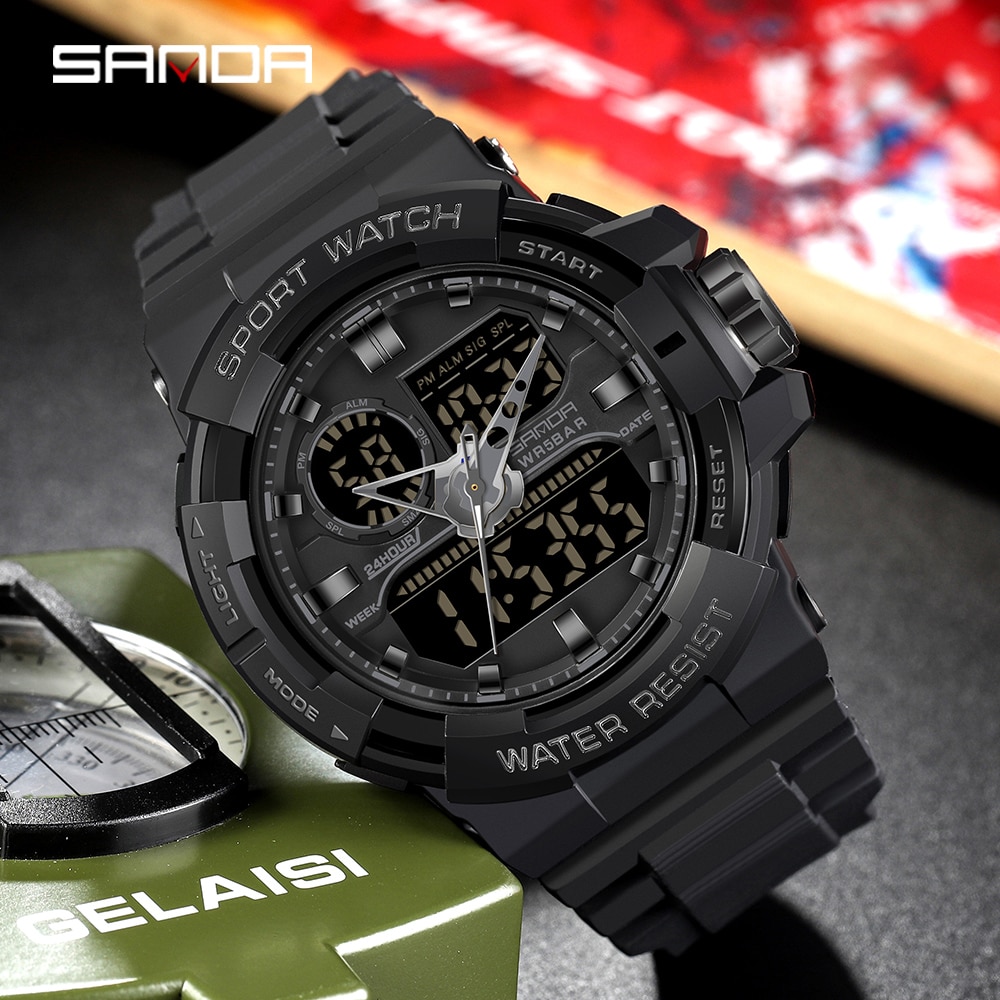 SANDA 2023 Top Brand Luxury Military Men's Watches 50M Waterproof Wristwatch Quartz Watch for Men Clock relogio masculino 6025