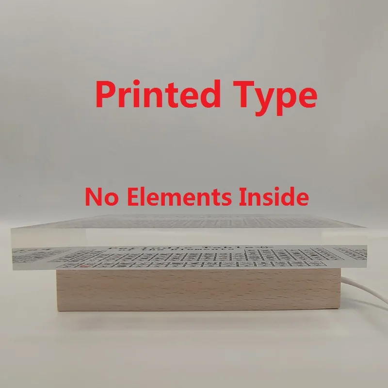 Print Mendeleev Periodic Table Acrylic Decoration Display Chemical Home Decor Wooden Light Base Gift with No Real 83 Elements