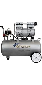 California Air Tools 8010ALFC 1.0 HP Ultra Quiet and Oil-Free Air Compressor, 8 Gallon Aluminum T...