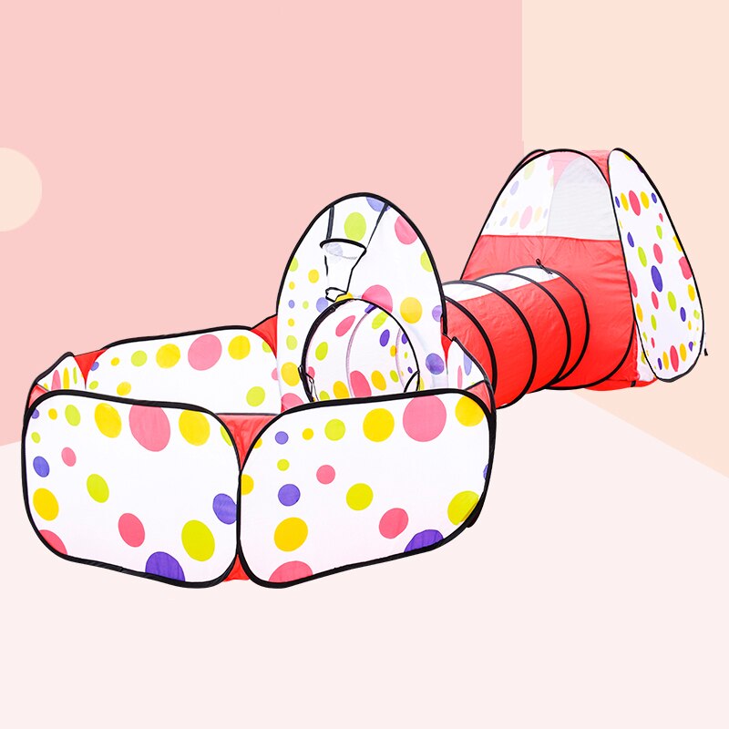 Oyun çadırı katlanabilir taşınabilir tünel üç parçalı Set sepet ile top havuzu çukurları kapalı/açık oyun evi oyuncaklar çocuklar çocuklar için