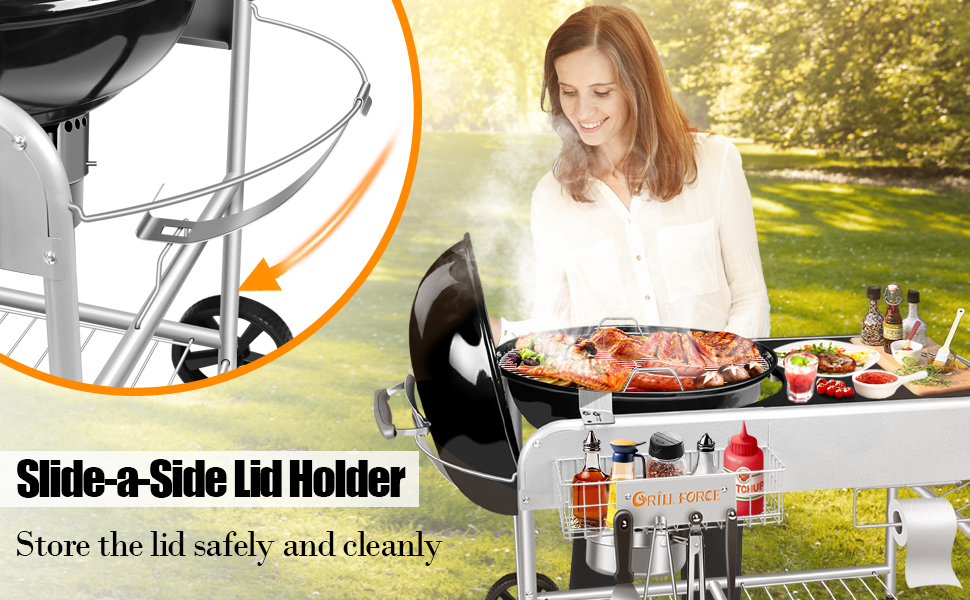 Grill Stand Protable Outdoor Prep Table Fits 18" 22" Weber Original Kettle Premium,Master Touch