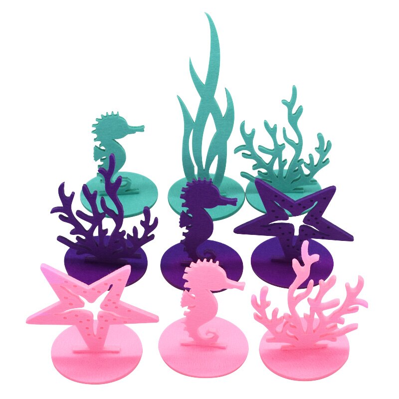 2Pcs Mermaid Theme Party Little Mermaid Felt Ornament DIY Table Centerpiece Under the Sea Baby Shower Birthday Party Decor
