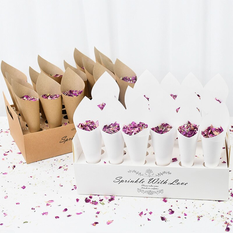Kraft Paper Confetti Cones Holder Support For Wedding Decoration Kraft Paper Wedding Tray Confetti Wedding Paper Cones Holder