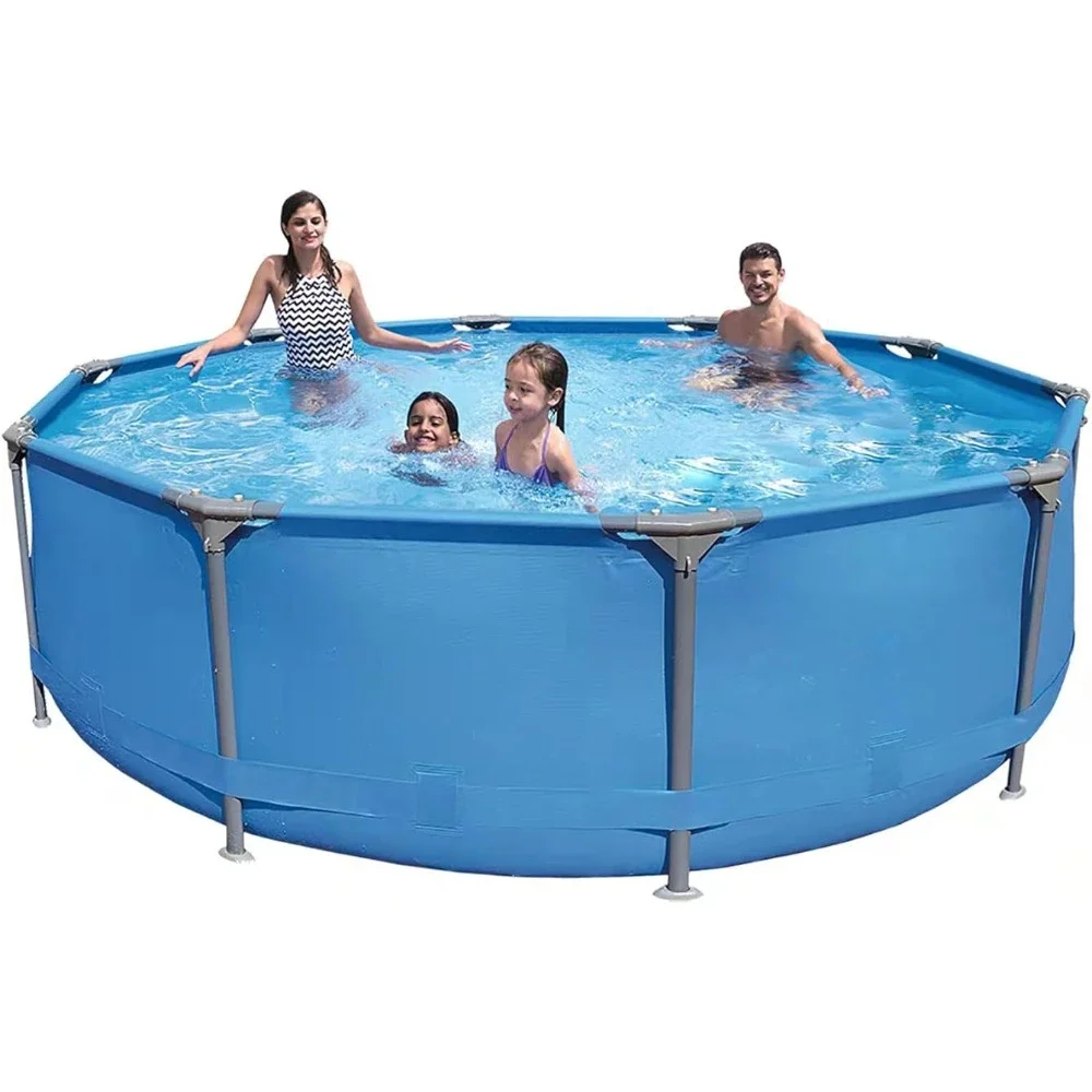 Steel Frame Round Swimming Pool,10ft x 30in Outdoor Above Ground  Swimming Pool Alloy Steel,Polyvinyl Chloride,Easy Set Pool