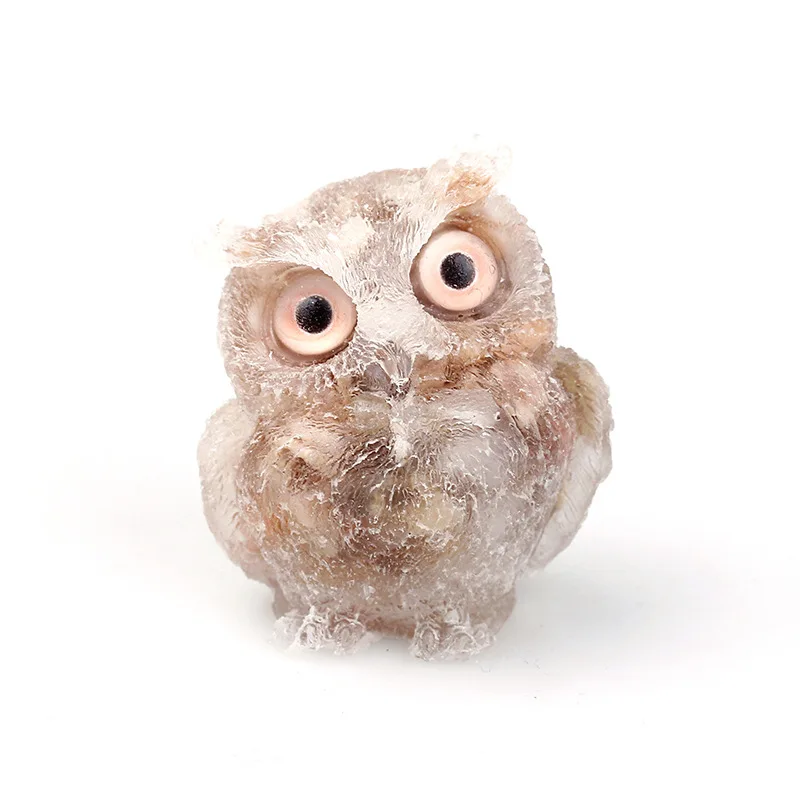1PC Natural Crystal Stone Gravel Owl Animal Crafts Hand Made DIY Resin Table Decor Home Decor Collect Gifts Small Figurines