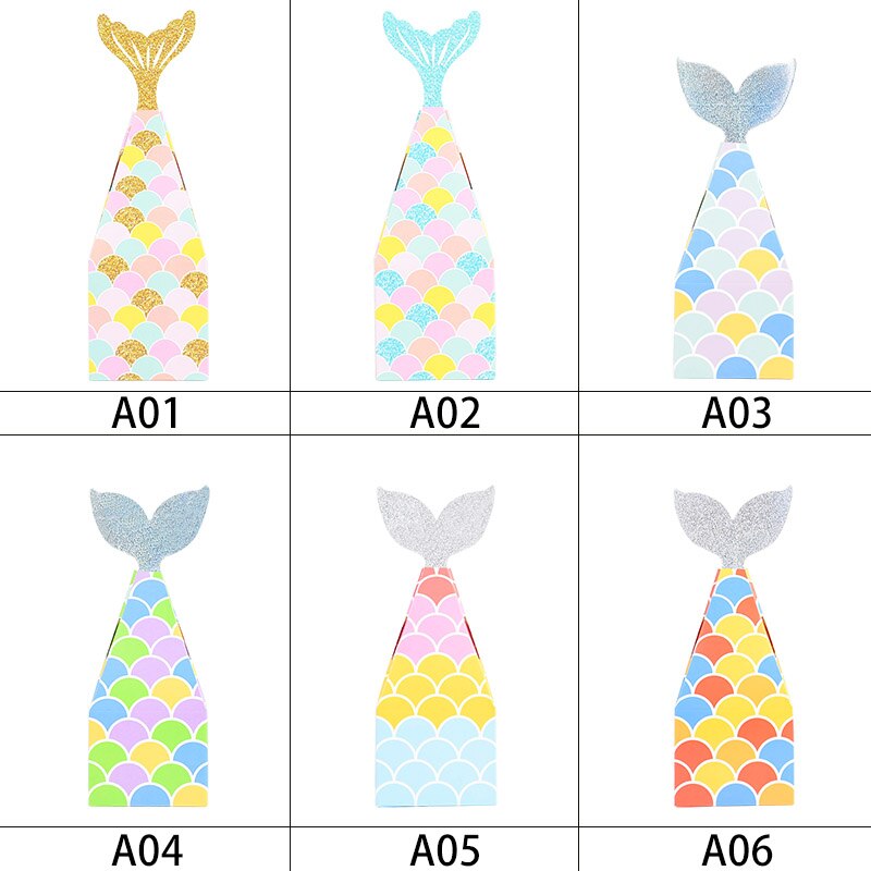 10pcs/lot Mermaid Tail Box Mermaid Candy Box Gift Package Boxes Sea Theme Favors Sea Mermaid Party Baby Shower Party Supplies