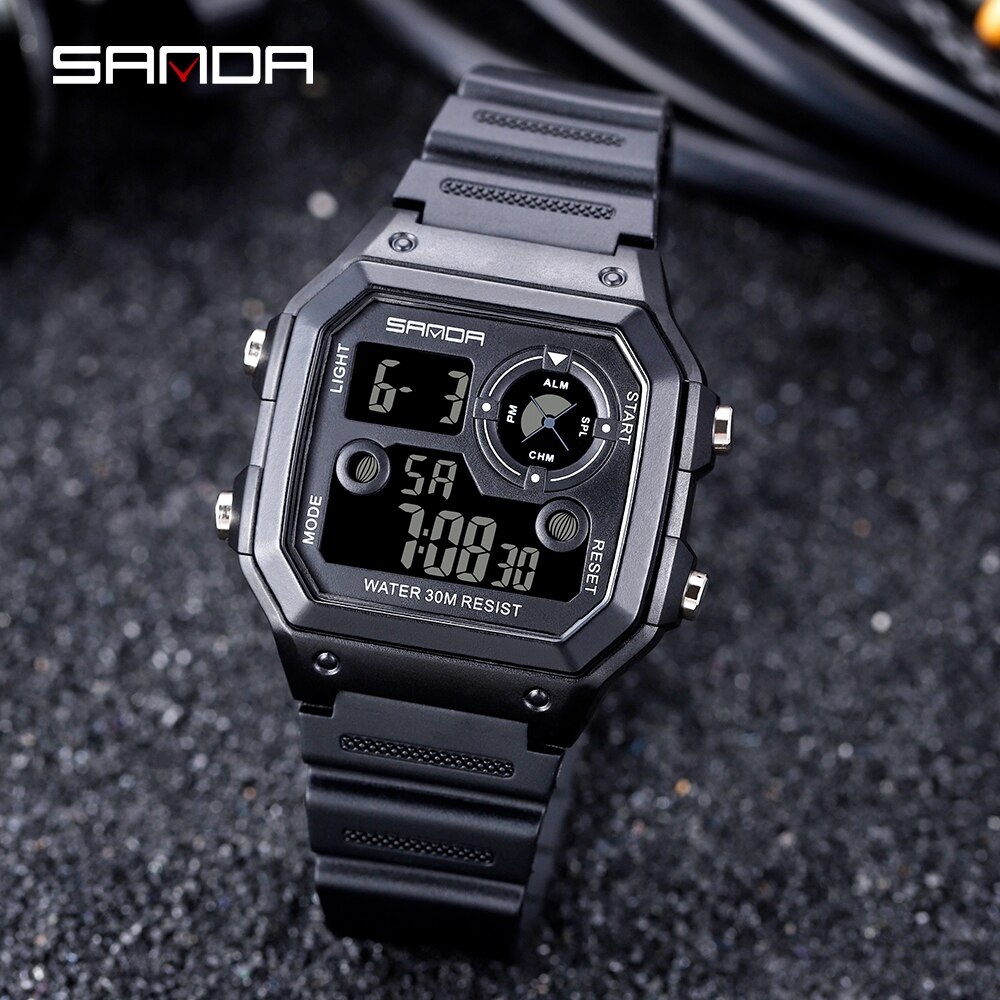 SANDA Brand Men's Watches Fashion Casual Watch for Men Sport Digital Wristwatch Waterproof Military Clock Relogio Masculino 418