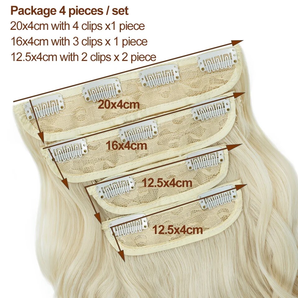 Benehair 22 Inches Straight Clip In Full Head 4 Pieces Heat Resistance Synthetic Hair Clip in Hair Extensions Blonde/Highlights