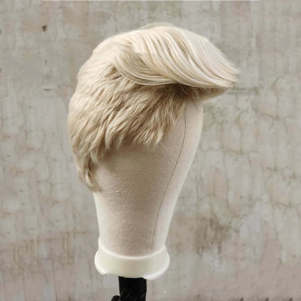 Men Synthetic Short Wig Pixie Cut Natural Straight Ombre Blonde Wig Heat Resistant Fiber for Daily Cosplay Party