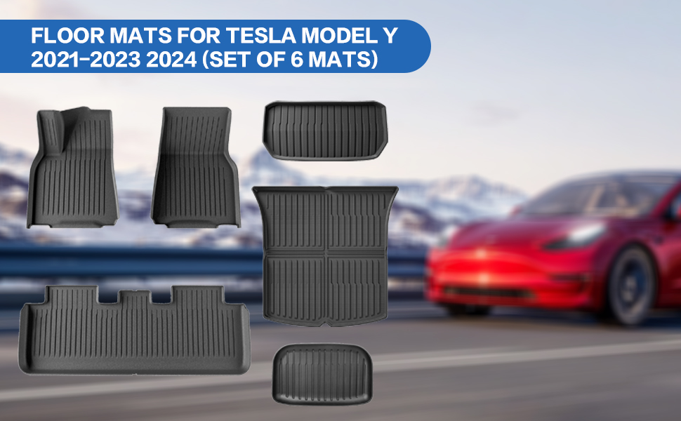 FLOOR MATS FOR TESLA MODEL Y 2021-2023 2024 (SET OF 6 MATS)