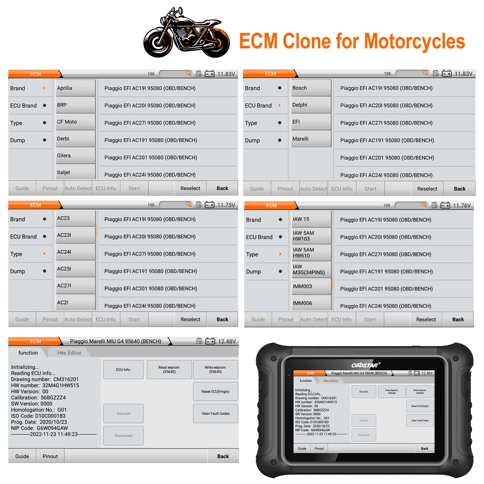 OBDSTAR DC706 Motorcycle ECU List