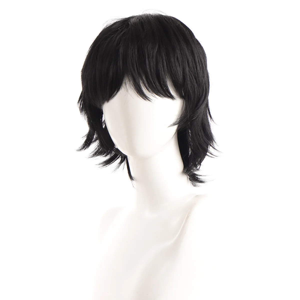 RANYU Men Synthetic Short Wig Straight Natural Black Hair WIg High Temperature Fiber for Party Daily Cosplay