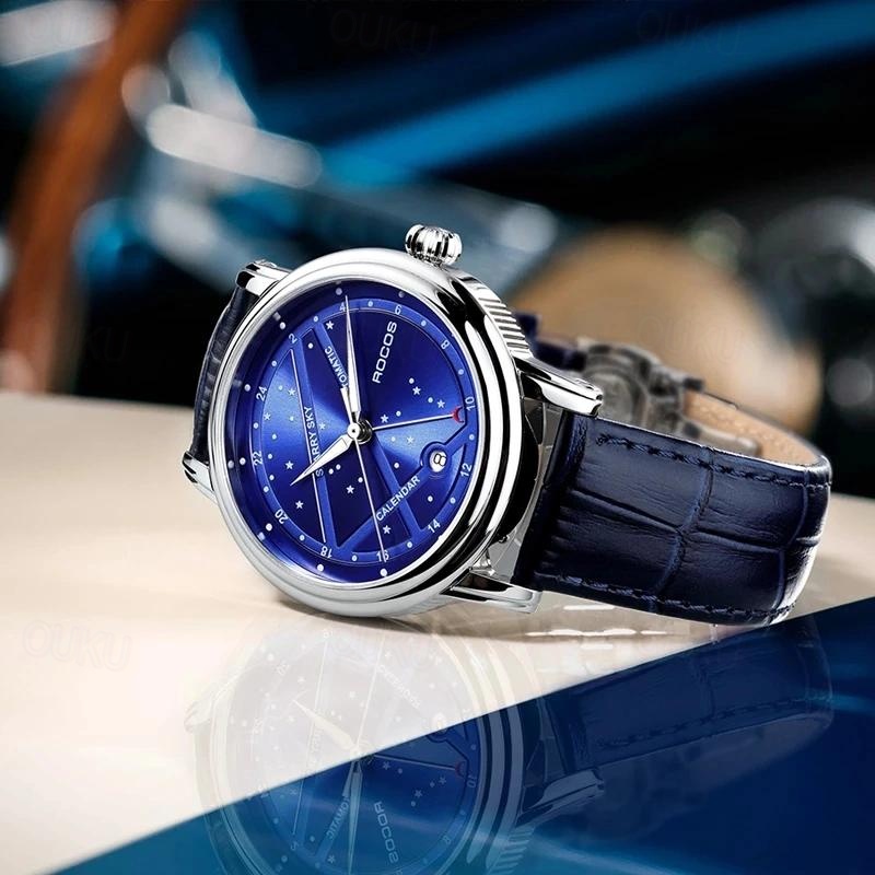 Women Men Mechanical Watch Diamond Minimalist Luxury Fashion Automatic Self-winding Luminous Calendar Waterproof Leather Watch 2024 - US $248.39 –P8