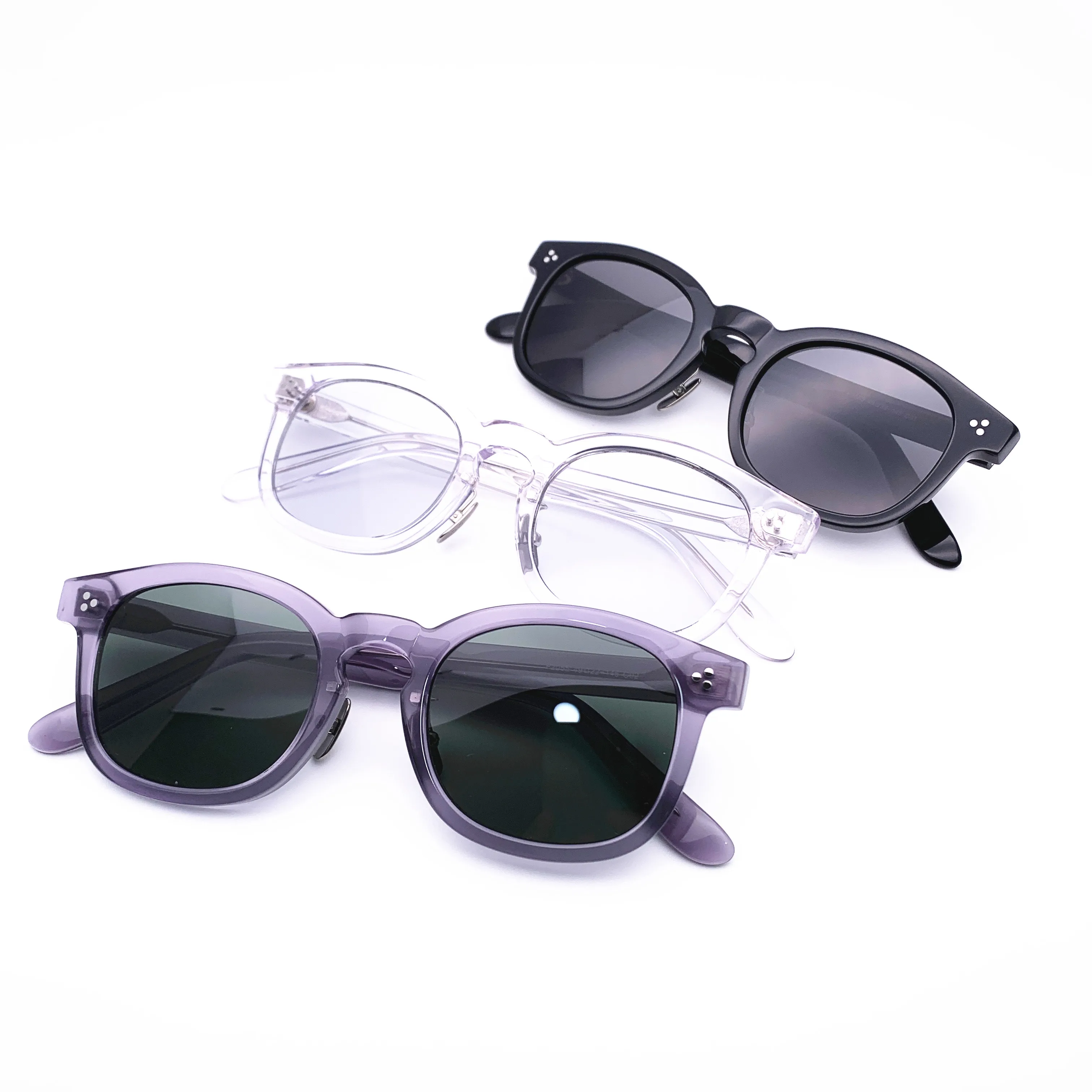 Belight Optical Japan Design Acetate Material with Rivert  Cool Fashion Men Women  Transparent Sunglass F2055