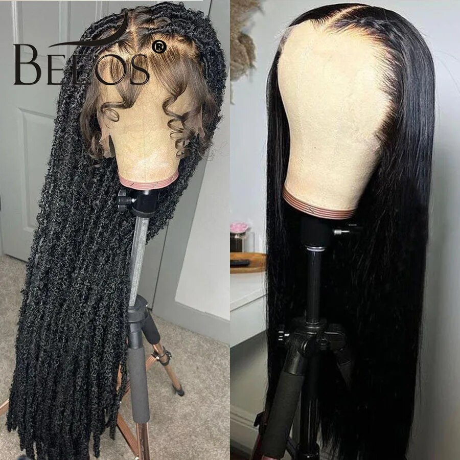BEEOS 34in Real HD Full Lace Wig Silky Straight Braided Wigs Natural Pre plucked Lace Frontal Human Hair Wigs For Women Skinlike