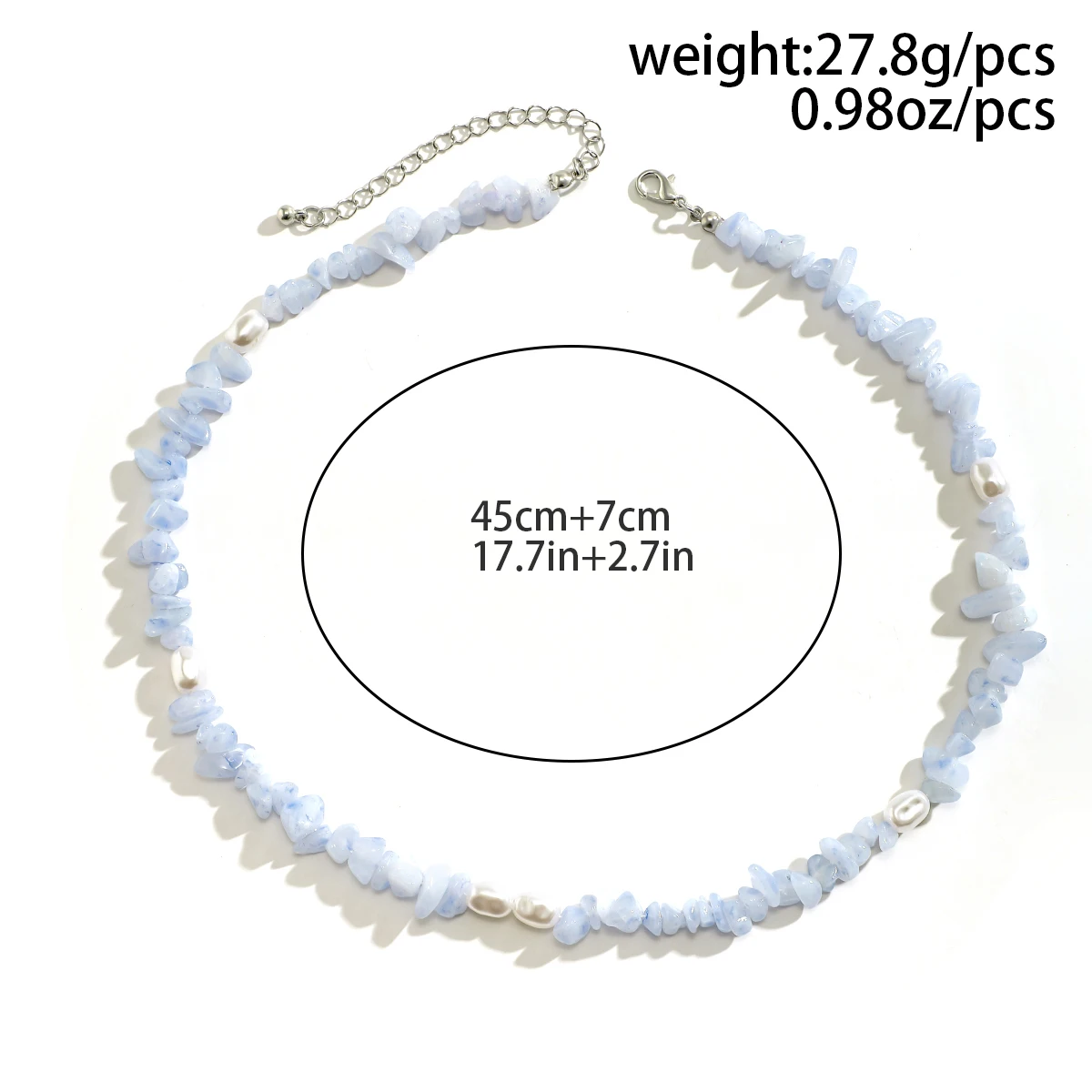 KunJoe Boho Irregular Ocean Blue Stone Imitation pearl Beads Choker Necklace for Men Women Summer Beach Clavicle Chain Jewelry
