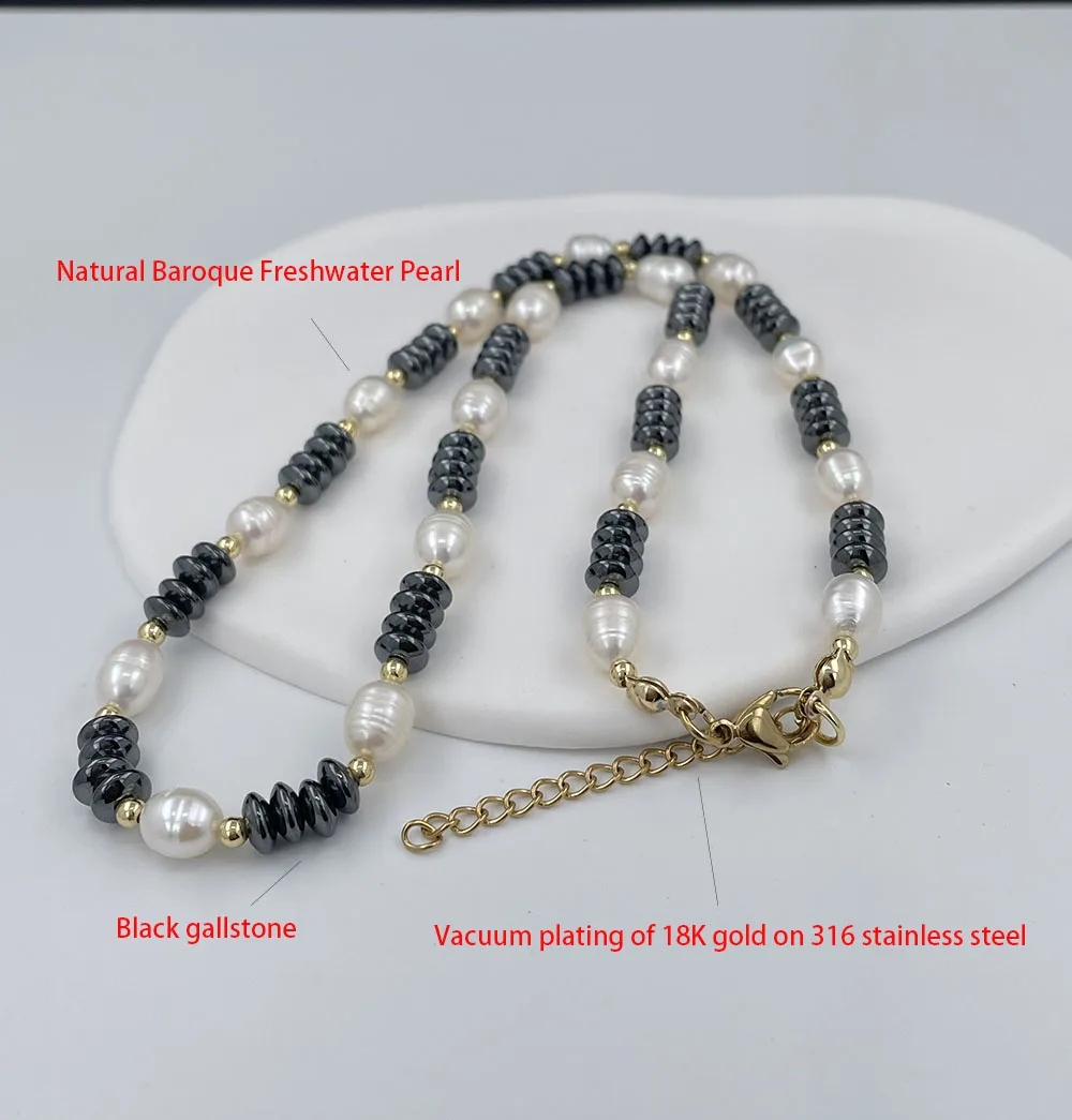 Freshwater necklace female necklace irregular Baroque Pearl necklace 316 stainless steel metal adjustment chain jewelry