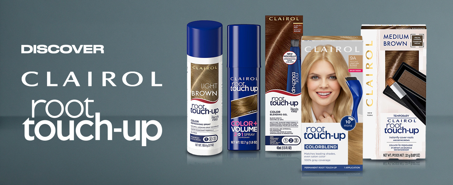 Explore Clairol Temporary Root Touch-Up range, with Concealing Powder or Blending Gel