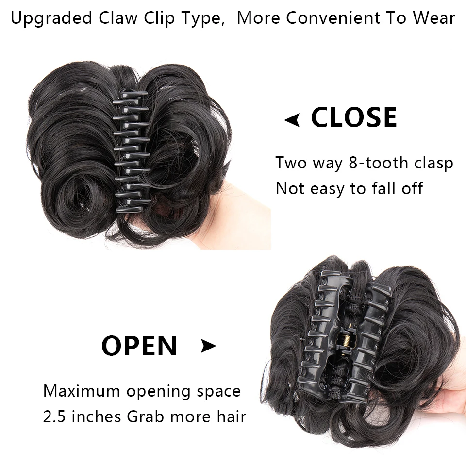 LUPU Synthetic Curly Chignon Donut Hair Bun Pad Hair Extension Black Brown Updo Cover Claw Hairpiece Messy Buns For Women