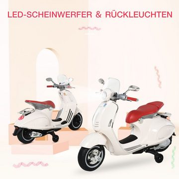 HOMCOM electric children's motorcycle children's vehicle with MP3 music lighting, 3-6 years, PP, white, load capacity 30 kg, (1 piece), 108L x 49W x 75H cm