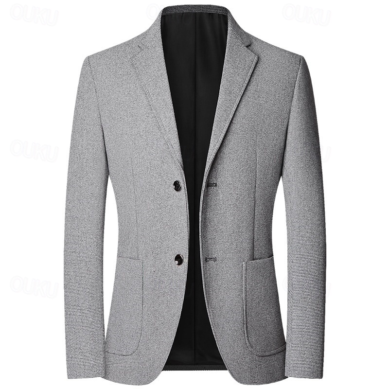 Men's Blazer Business Cocktail Party Wedding Party Fashion Casual Spring &  Fall Polyester Solid Color Button Pocket Comfortable Single Breasted Blazer Gray 2024 - US $60.99 –P2