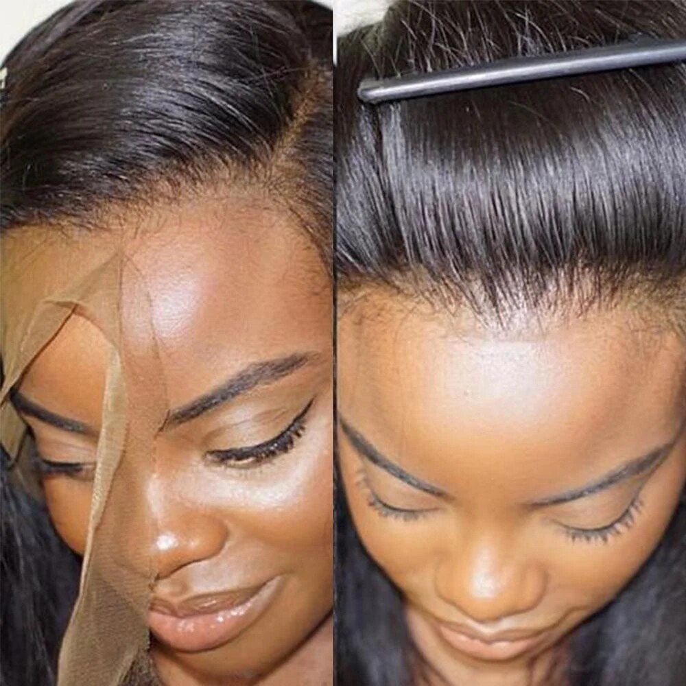 Real Full Lace Wig Straight Human Hair Wigs For Black Women Natural Brazilian HD Transparent Lace Frontal Wig Pre Plucked Remy