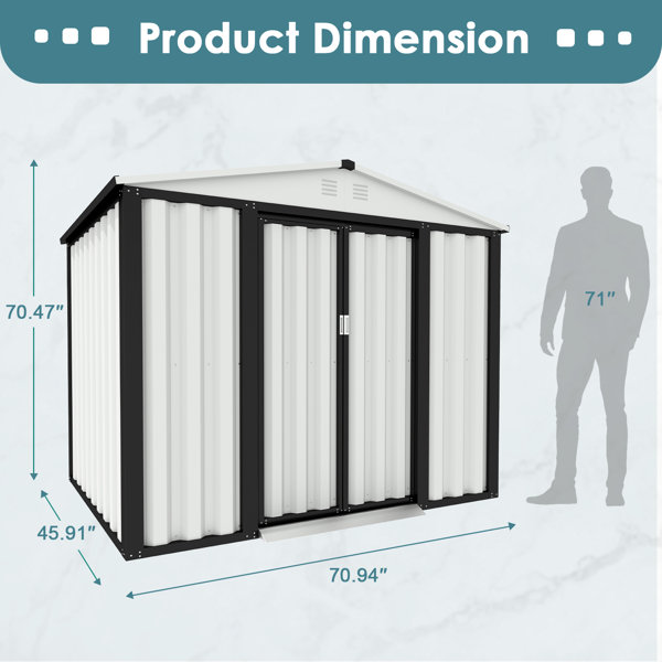 6 ft. W x 4 ft. D Galvanized Steel Storage Shed