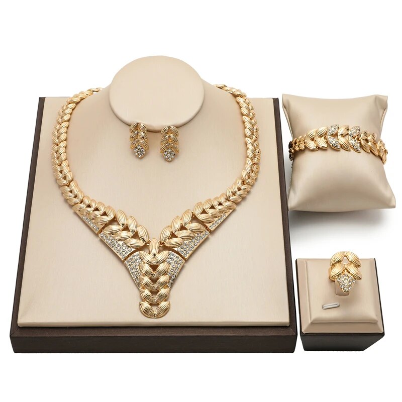 Exquisite Dubai 18k Gold Plated Jewelry sets Women Brand Nigerian Wedding African Beads Design Bridal Jewellery Set