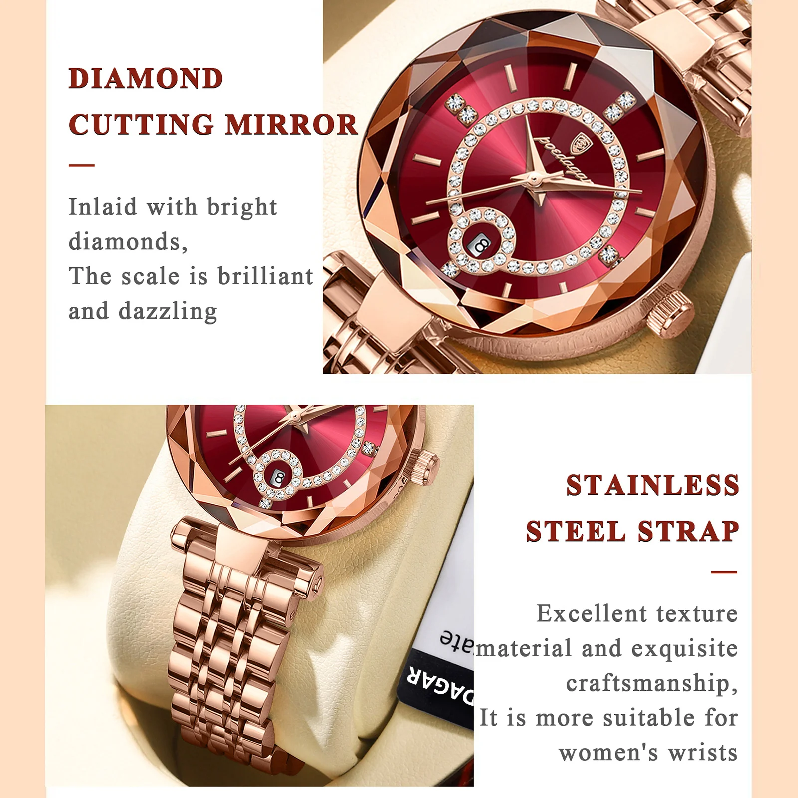 POEDAGAR Luxury Wrist Watch Elegant Waterproof Stainless Steel High Quality Ladies Watch Diamond Dress Women Quartz Watches+box