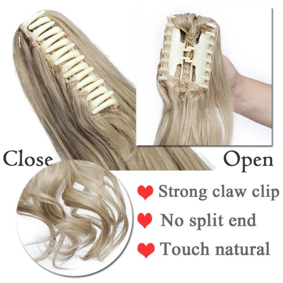 Benehair 18inch Syntheitc Wavy Curly Claw Clip In Ponytail Hair Extension For Women Pony Tail Natural Hairpieces