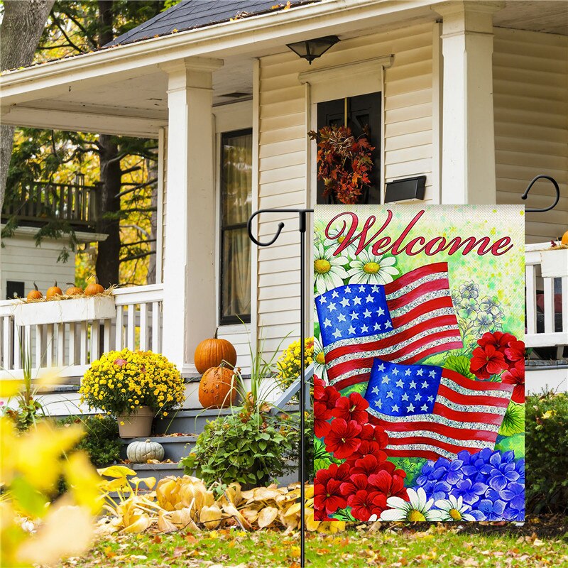 Independence Day Series Garden Flag Flowers American Flag Garden Decoration Flag 30*45CM（11.81IN*17.71IN）