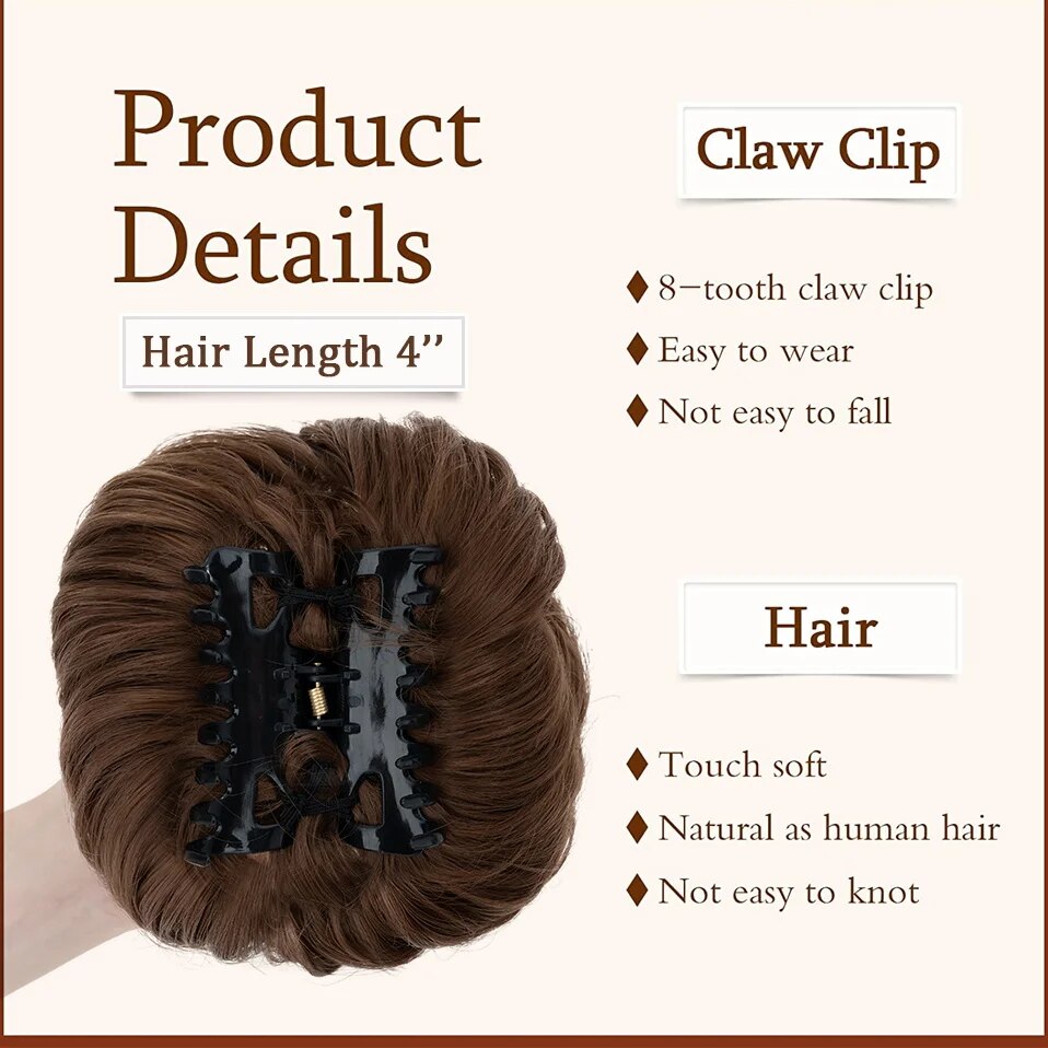 Benehair Synthetic Claw Clip In Chignon Donut Curly Hair Extension Messy Bun Hairpiece for Women Scrunchies Natural Fake Hair