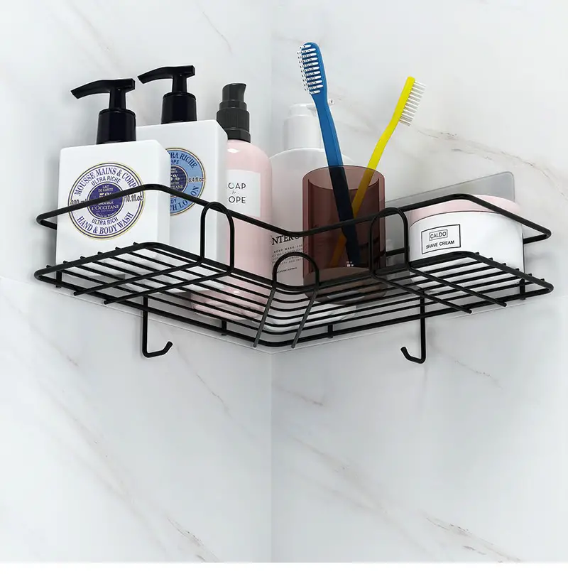 2pcs punch free shower corner caddy toilet corner shelf toiletry rack washroom triangle storage rack wall mounted storage rack for bathroom details 1