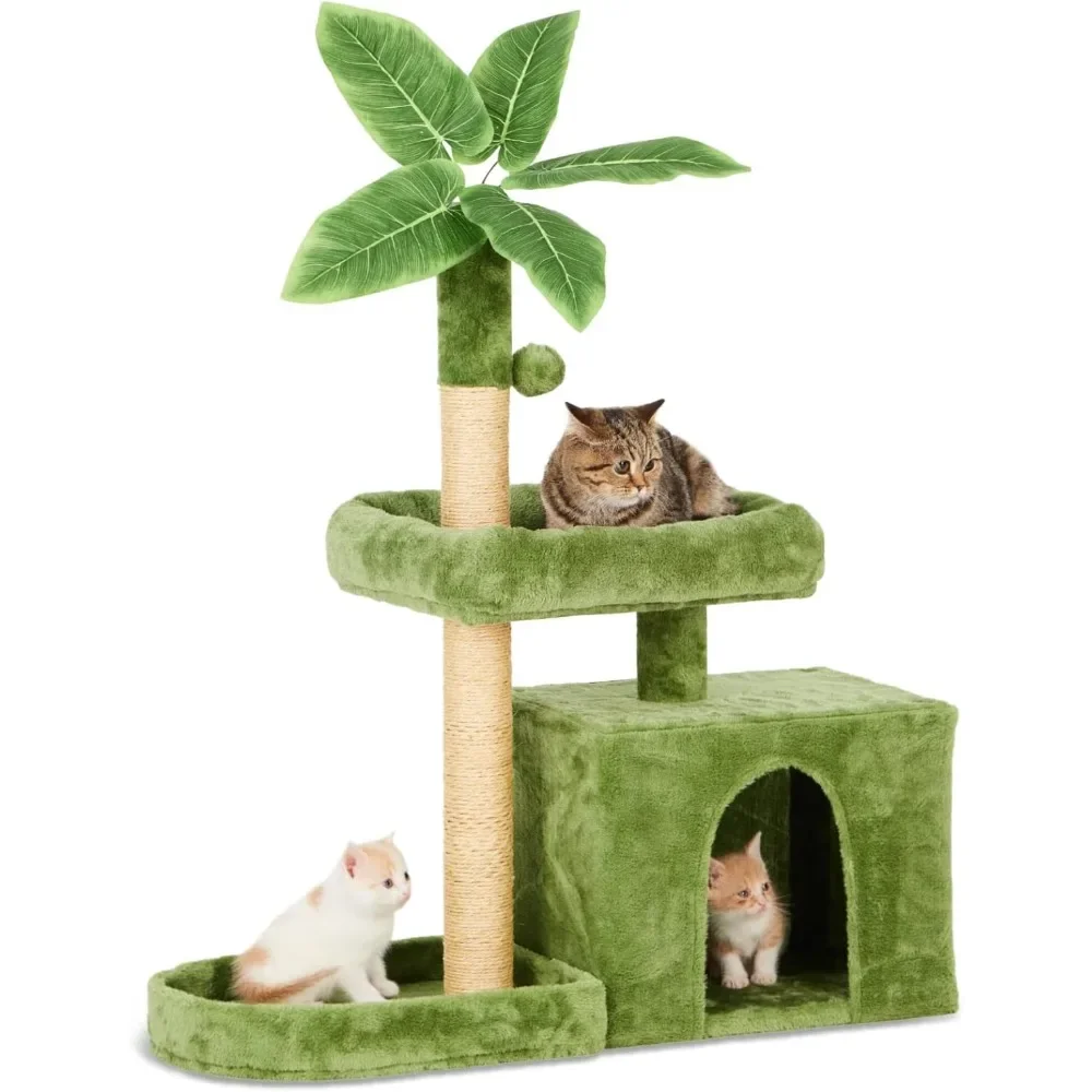 Tree for Cats Cat Condo Cozy Plush Cat House With Hang Ball and Leaf Shape Design Pet Products Home Garden Free Shipping