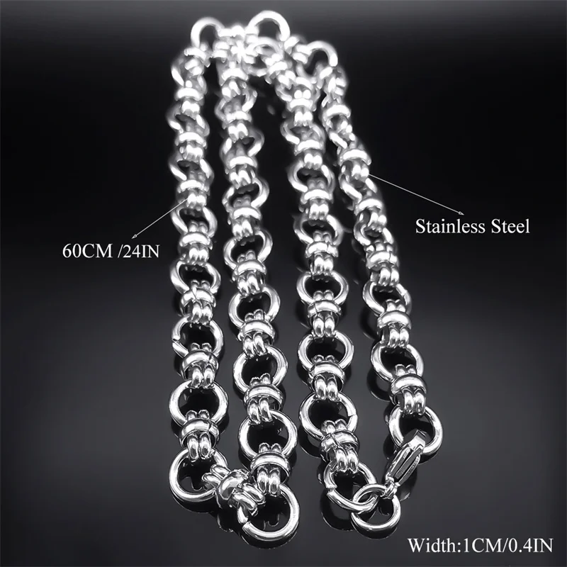 Exquisite Sweet Cool Punk Knot Link Chain Necklace for Men Women Stainless Steel Silver Color Hip Hop Choker Collar Jewelry