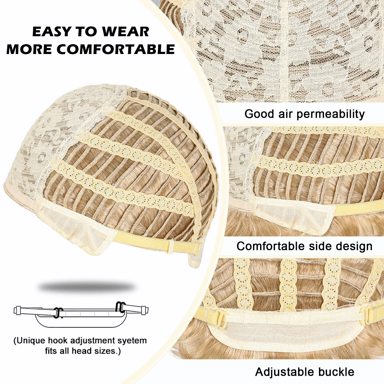 Mens Blonde Wigs Natural Fluffy Layered Synthetic Hair Daily Halloween Ken Wig for Men Male