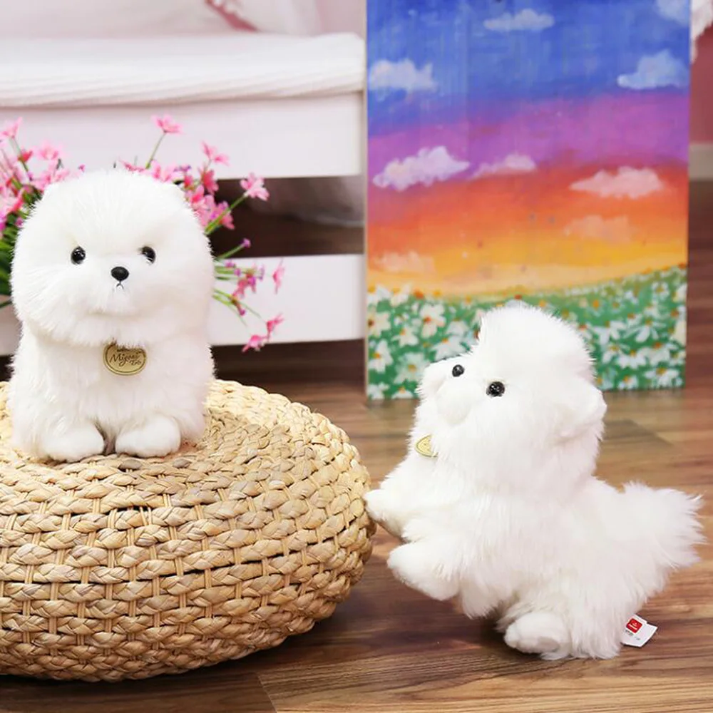 Cartoon Cute White Pomeranian Dog Stuffed Children Plush Toy