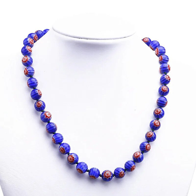 1PCS/Lot Millefiori Glass Lampwork Murano Round Beads Necklace Girls Jewelry Gift