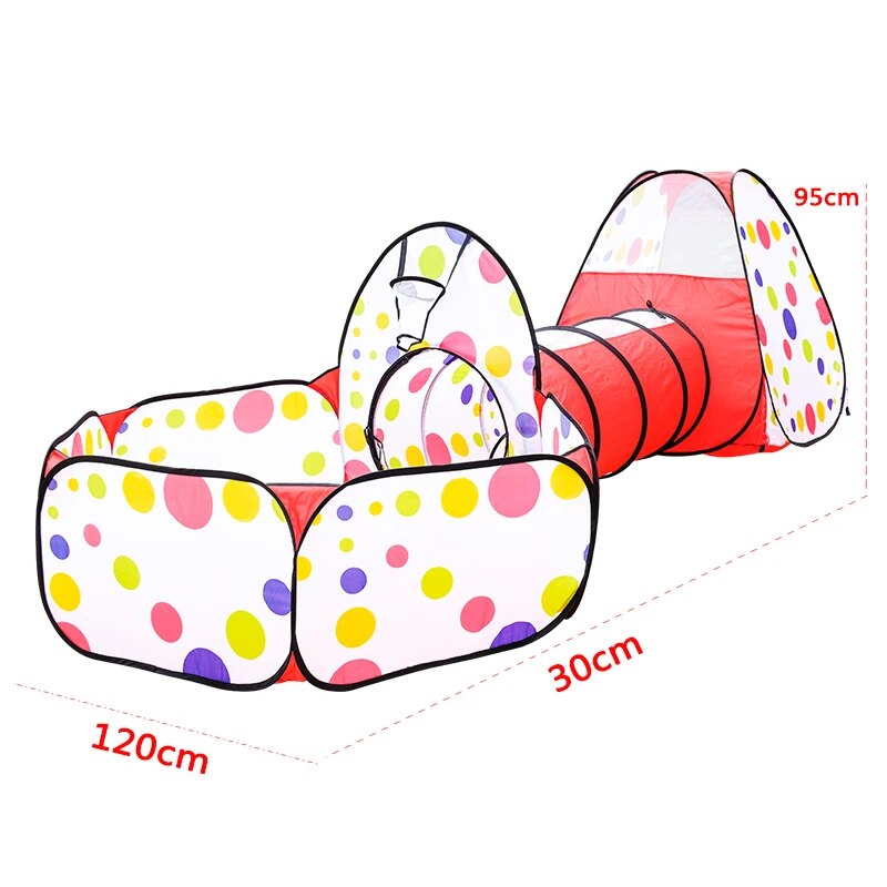 Oyun çadırı katlanabilir taşınabilir tünel üç parçalı Set sepet ile top havuzu çukurları kapalı/açık oyun evi oyuncaklar çocuklar çocuklar için