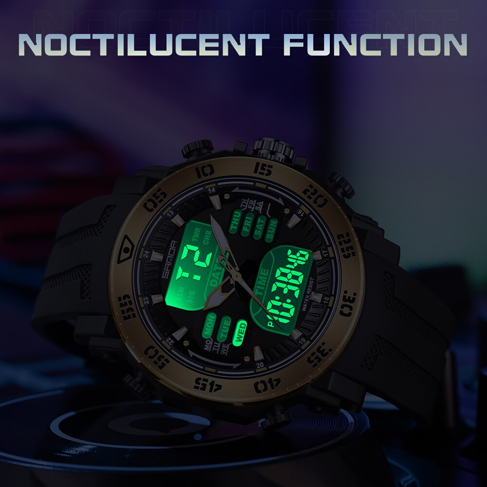 SANDA 2023 Men Watches Sport Military Quartz Watch 50M Waterproof Wristwatch for Male LED Digital Clock Relogios Masculino 6029