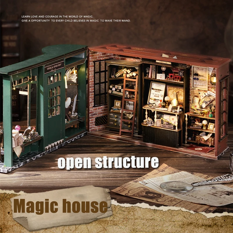 Doll House Miniatures Magic House Assembly Building Model Wooden DIY Miniature House with Furniture Doll House Kits Kid Toy Gift