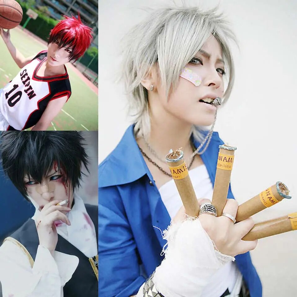 BENIHAIR Synthetic Wig Cosplay Wig White Red Green Blue Pink Yellow Hair Short Layer Wig Fake Hair Extension Men Women Party Wig