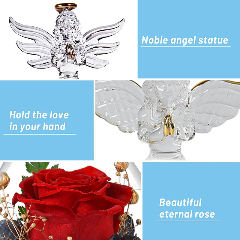 Eternal Flowers In Glass Little Angel Eternal Rose Flower Christmas Birthday Valentine Day Gifts Wedding Decoration Ornament