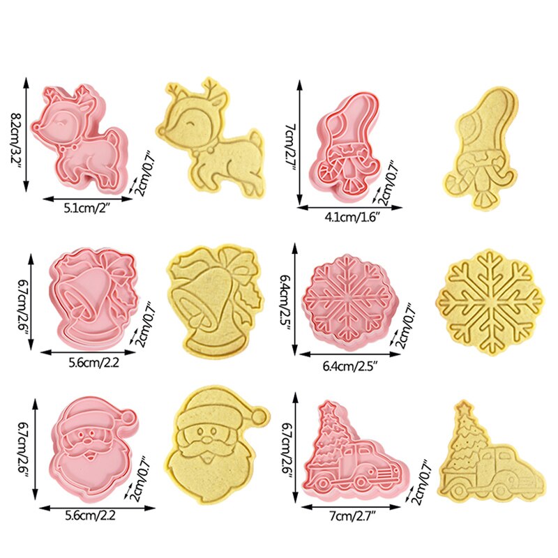 6pcs/set Christmas Biscuits Mold Xmas Tree Snowman Cookie Plunger Cutter Biscuit Molds Fondant Cake Baking Mould Decorating Tool