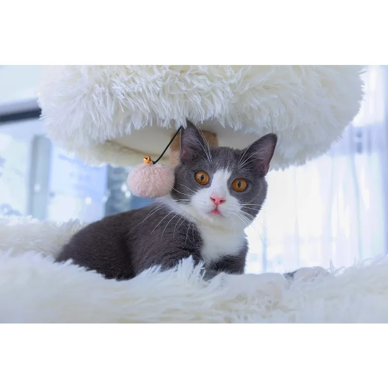 A Dynamic Complex Cat Tower with Cat Hammock, Scratching Post, and Playful  cat furniture